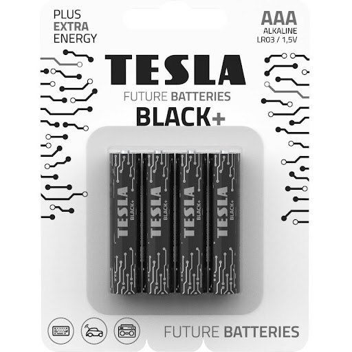 Tesla Bat AAA Black + Shrink Foil 4 PCS